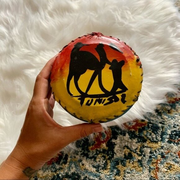 Handmade Tribal Ceramic Drum Safari Folk Art Painted Cotta Southwestern Decor - Picture 6 of 12